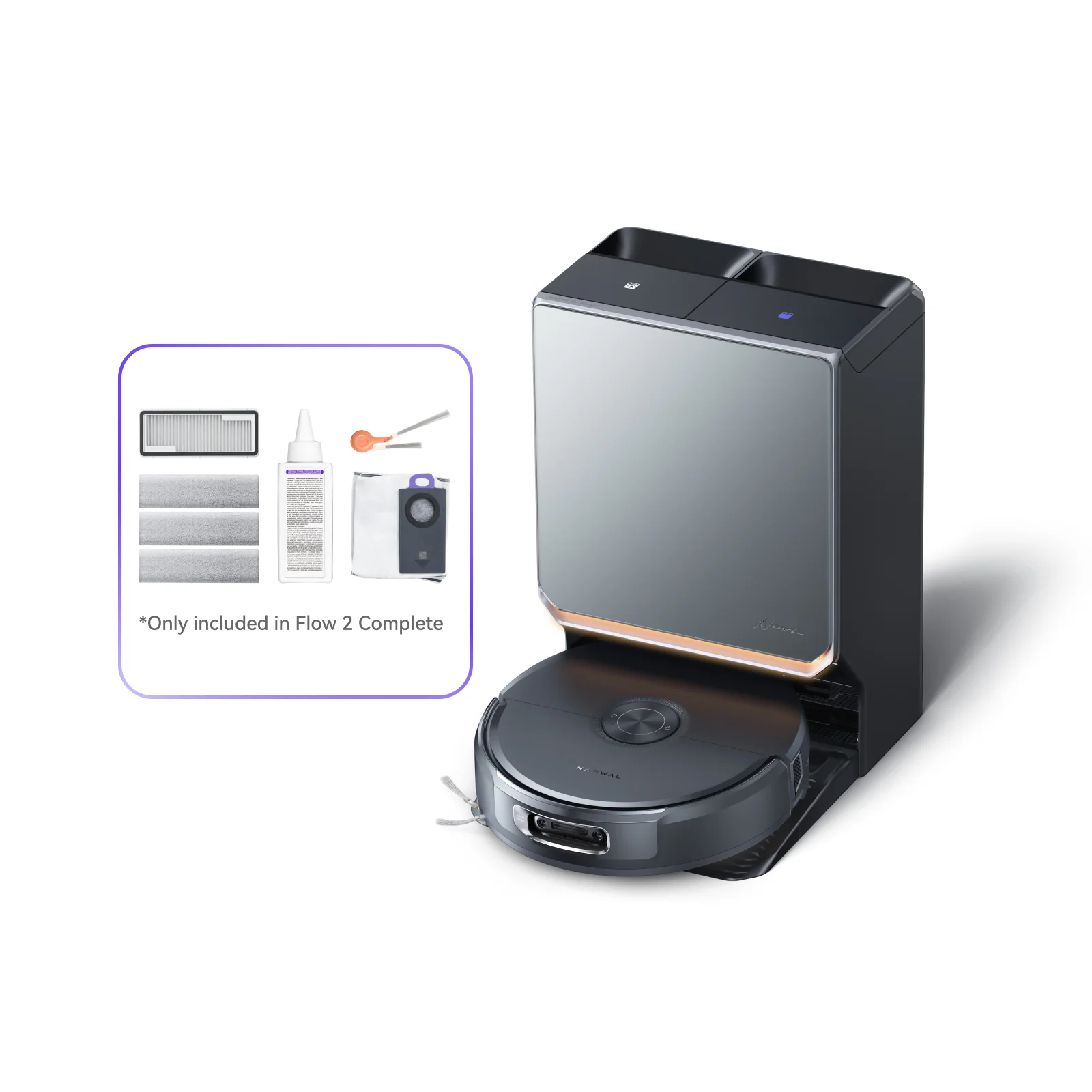 Narwal Flow 2 Robot Vacuum & Mop Complete Version with Accessories Pack - Black